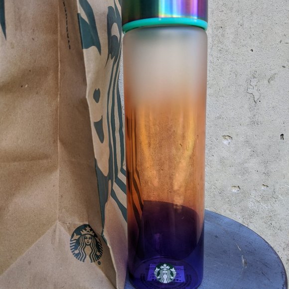 NWT Starbucks Frosted Purple Orange Glass Bottle - Picture 3 of 10